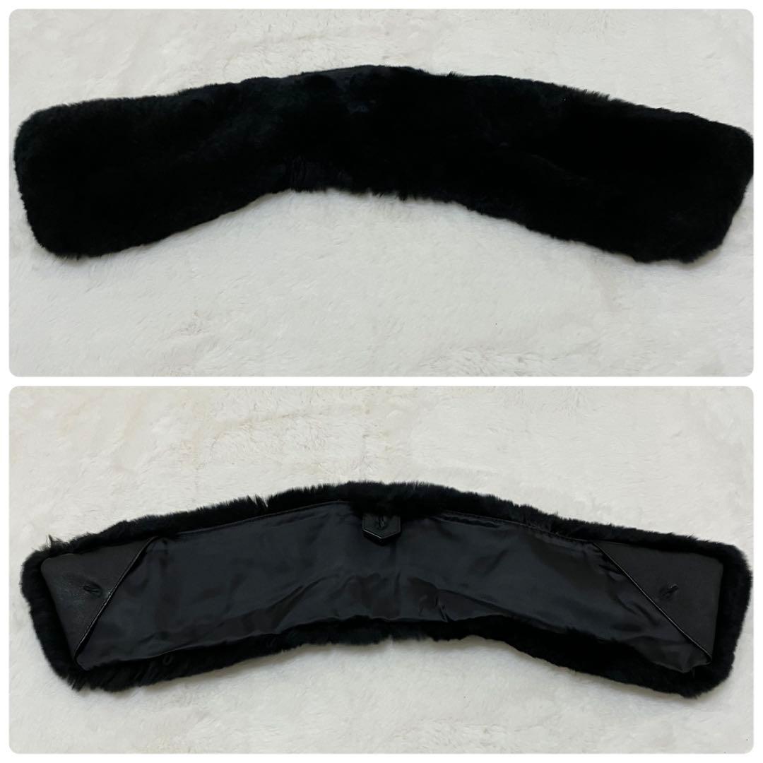 【極美品】2way 羊革 ラムレザー Aライン ボアロングコート ブラック M