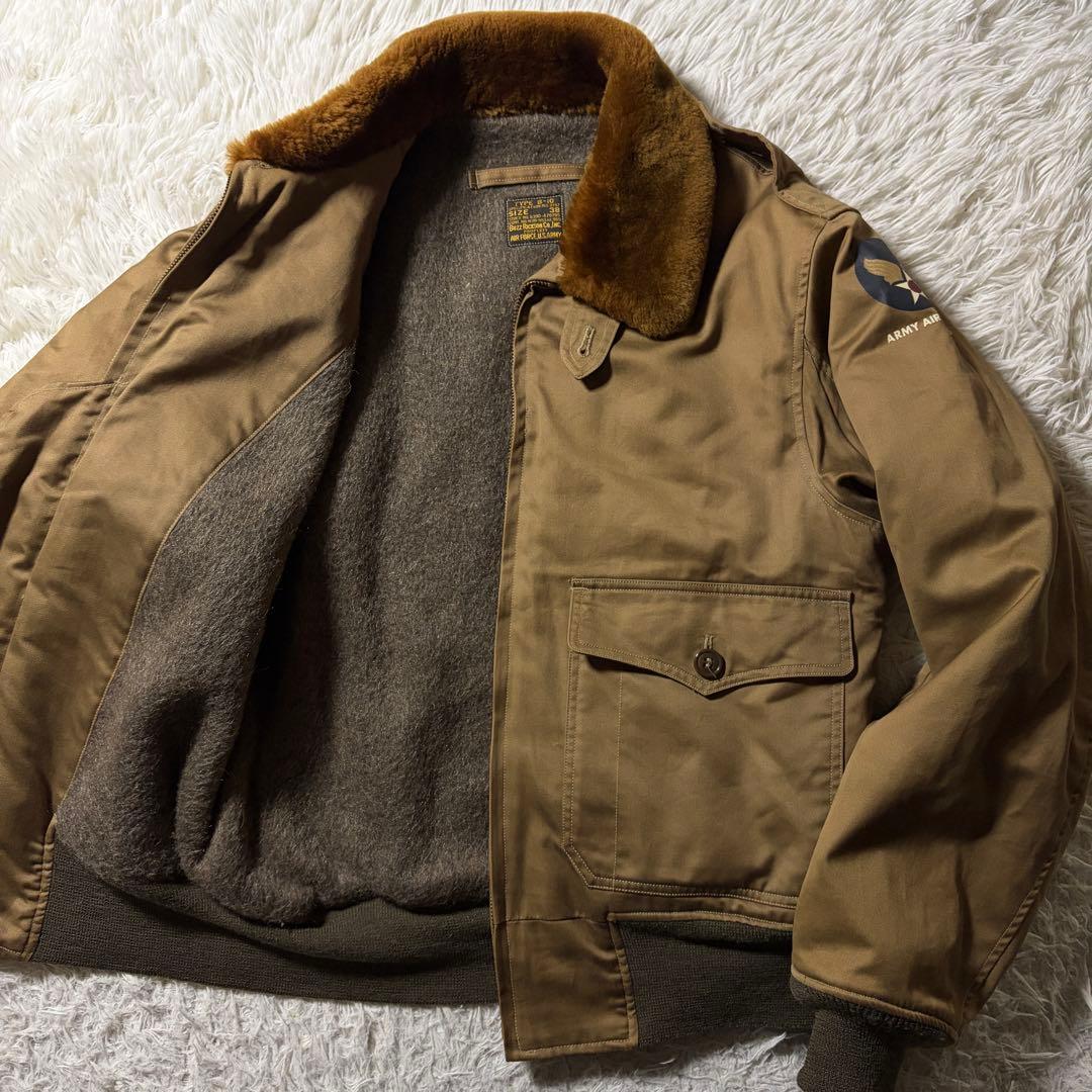 【雰囲気抜群】バズリクソンズ　フライトジャケット　B-10 襟ボア　カーキ　38