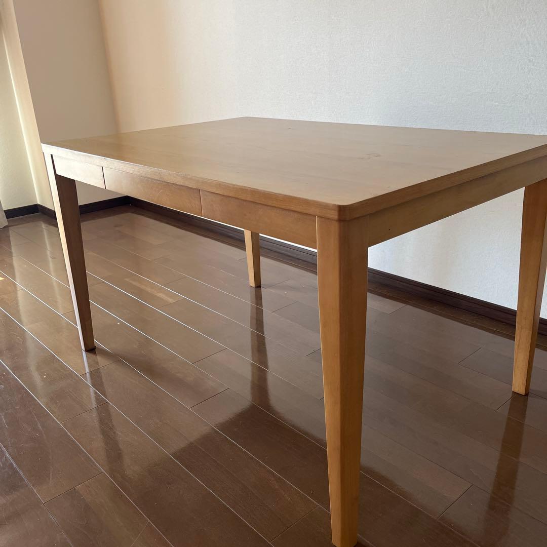 ベルメゾン ナチュラルウッド ダイニングテーブル 引き出し付き
