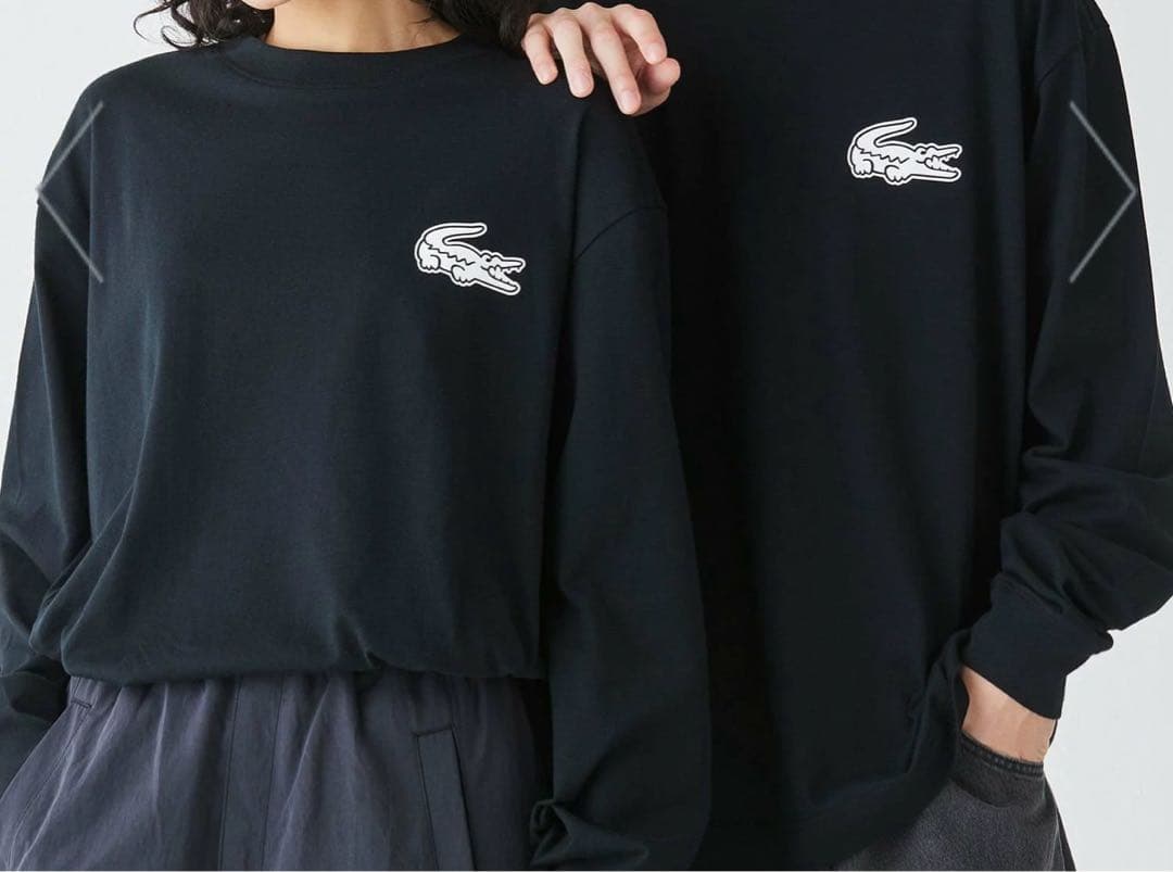 ラコステ オーバーサイズバックプリントロングスリーブTシャツ ブラック L 新品
