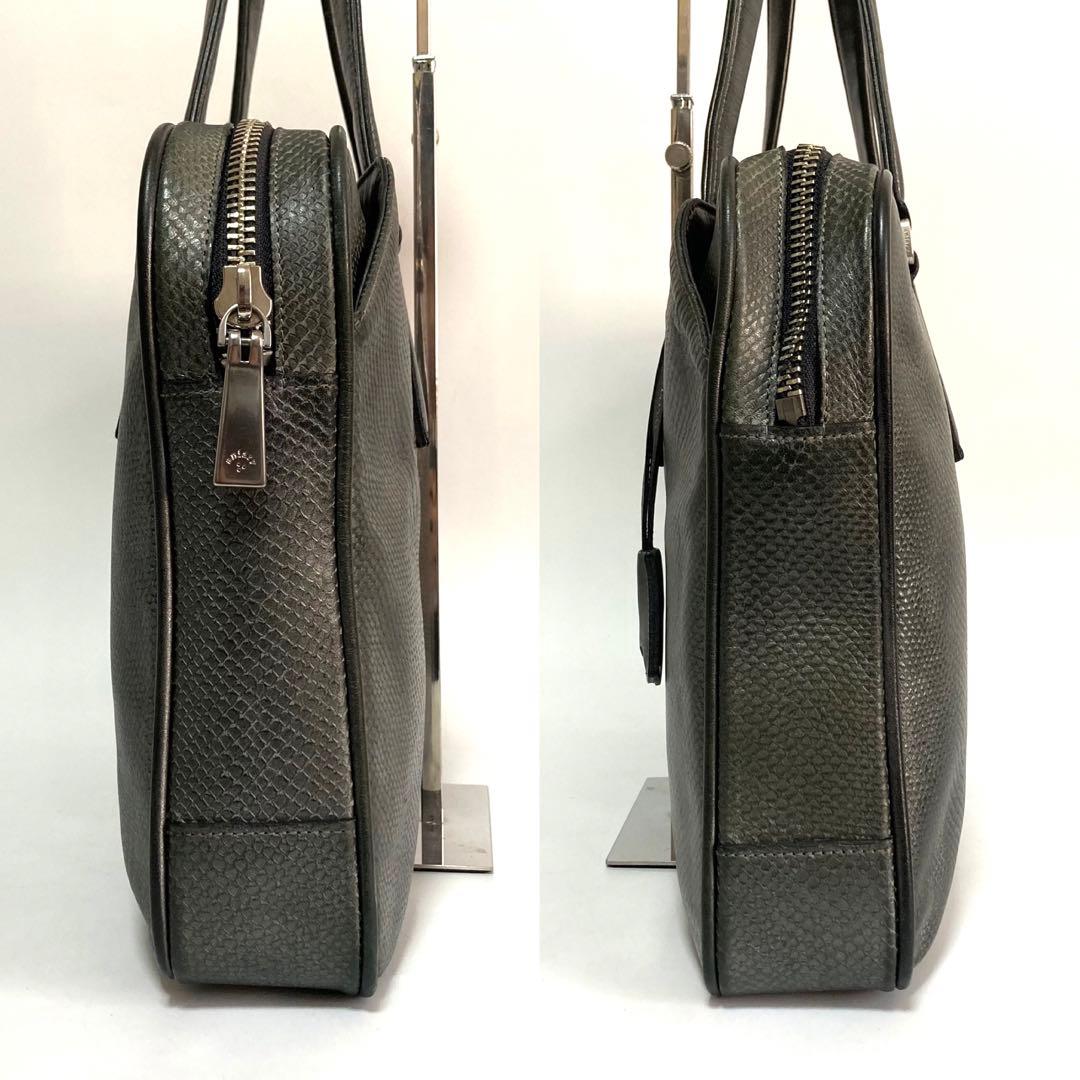 アニアリ トートバッグ パイソン シルバーカーキ レザー