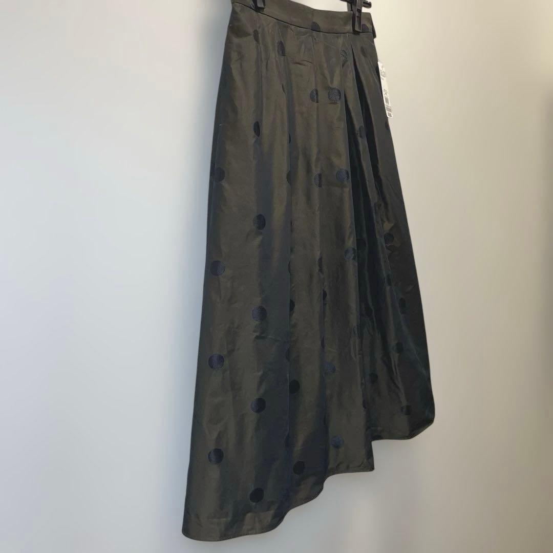 未使用　アンタイトル　ブロンズ　ブラウン　ドット柄タフタ　フレアスカート