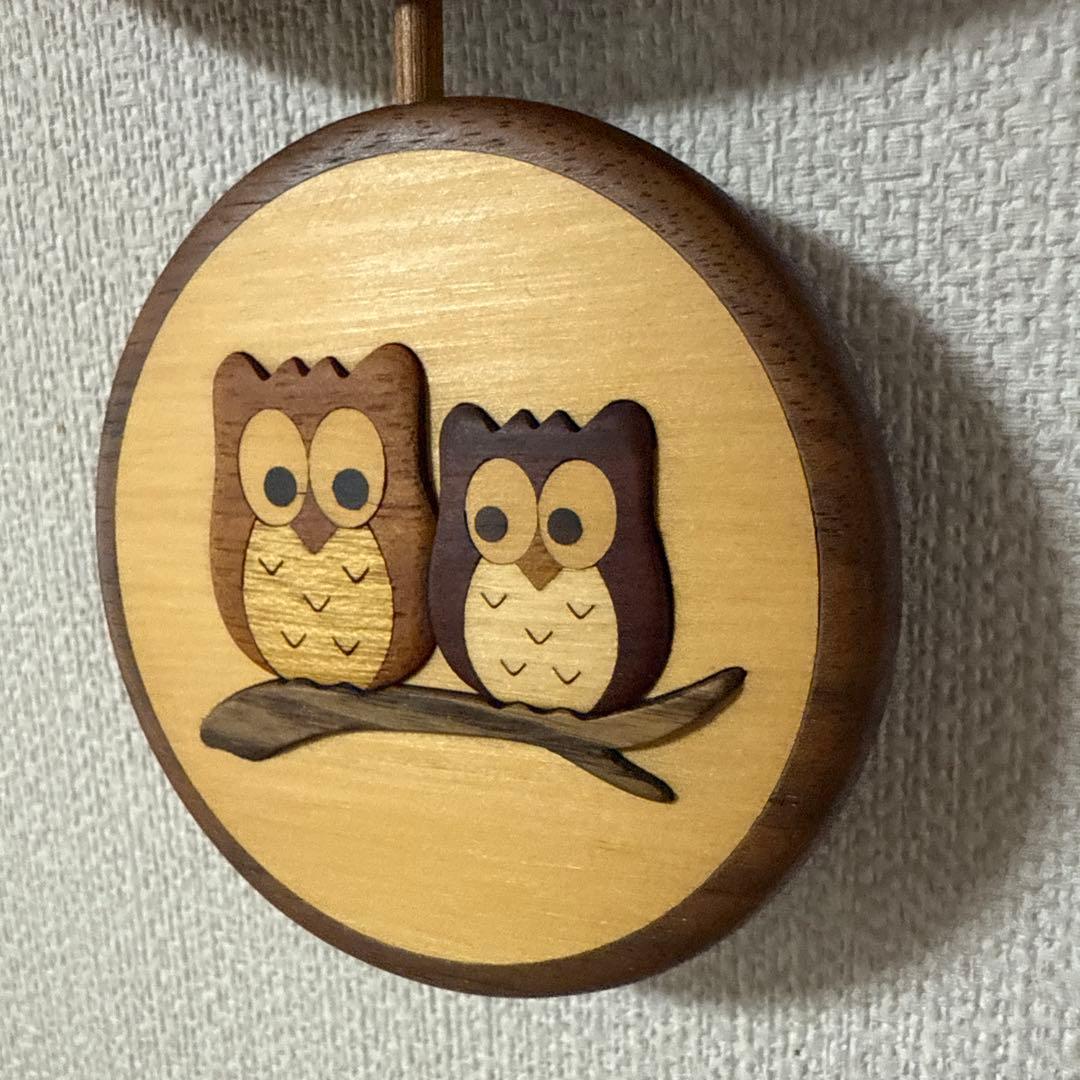 工房ペッカー　旭川クラフト　振り子　ふくろう　フクロウ　壁掛け時計　インテリア
