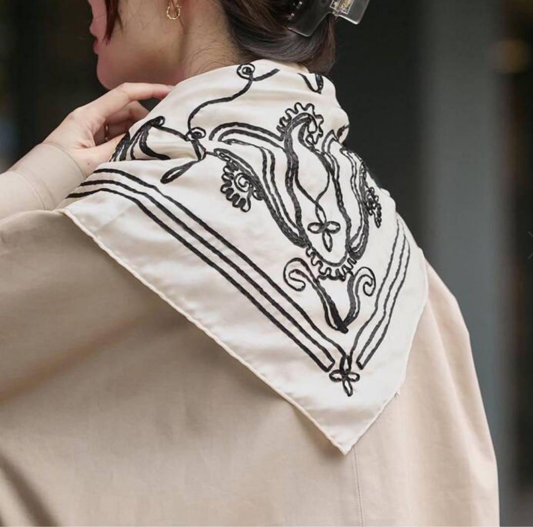 アソースメレ Asauce Meler テープエンブロイダリースカーフ シルク