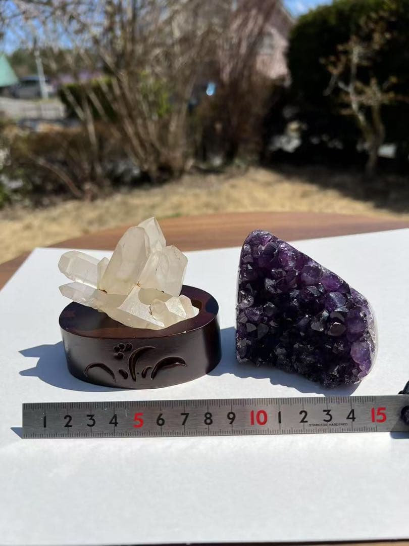 A771 アメジストドーム クラスター ウルグアイ産 と水晶クラスター