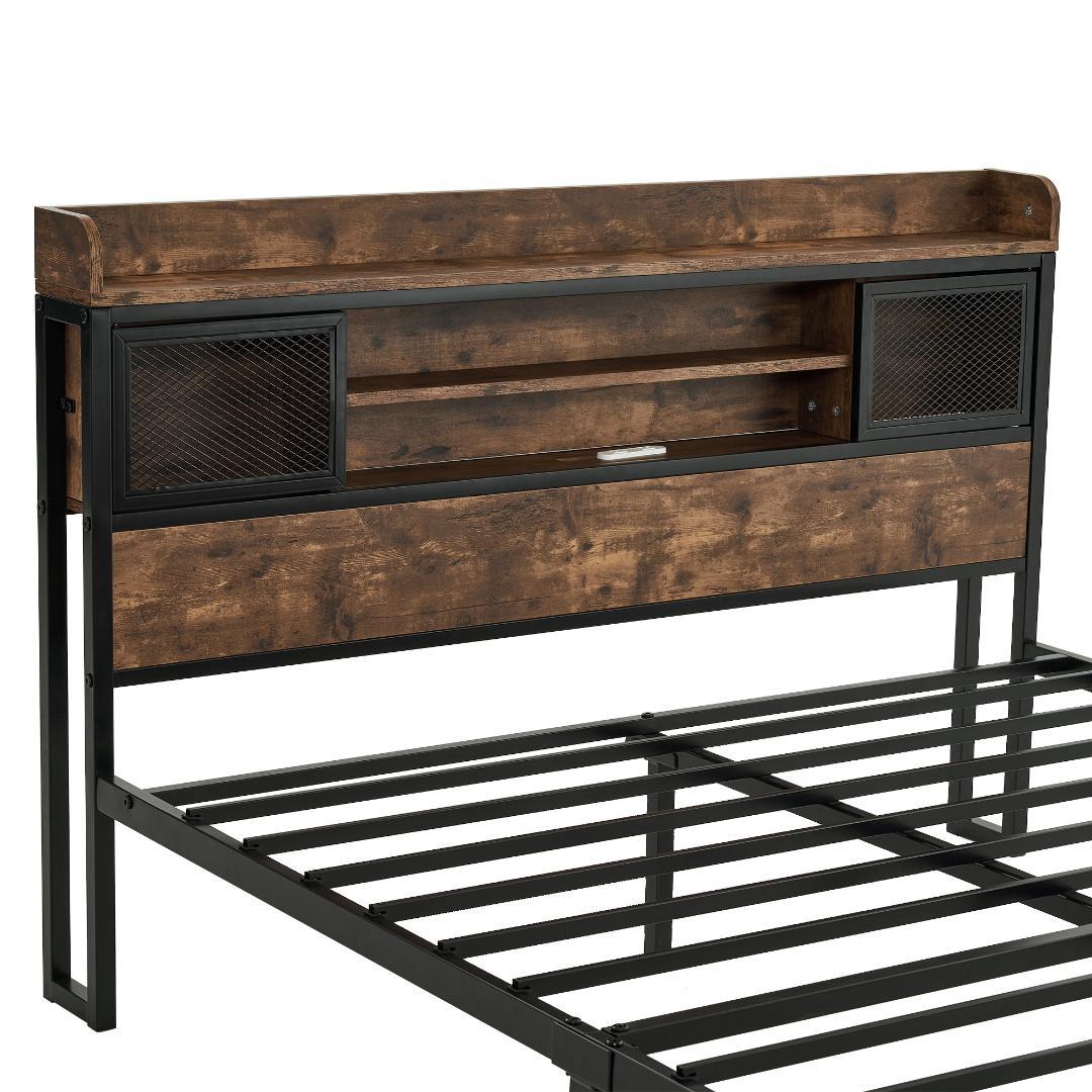 D ベッドフレーム ダブル ダブルベッド パイプベッド コンセント付き 宮付き