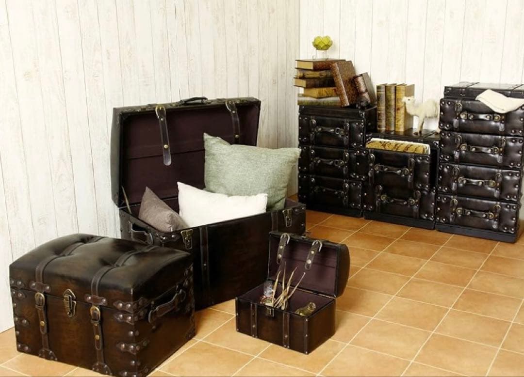 新品　トランク　スツール　セット IW-876 ブラック