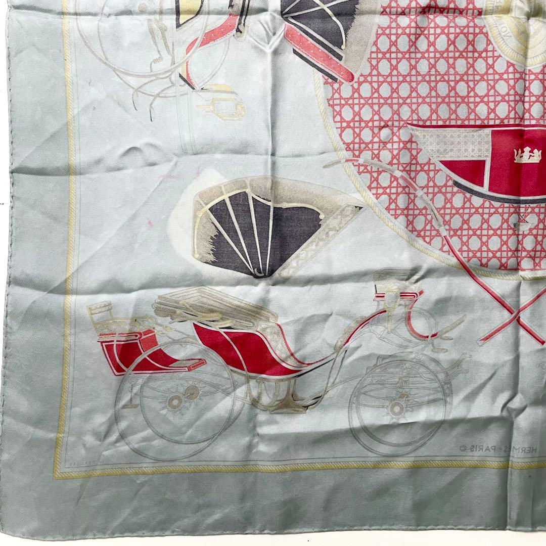 エルメス　カレ90　シルク　86cm スカーフ グレー　M