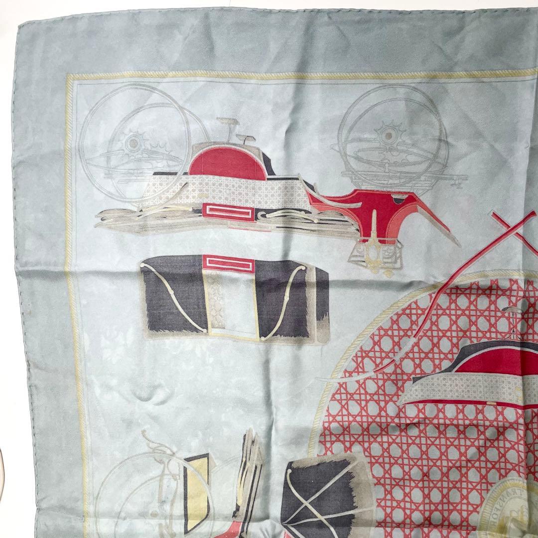 エルメス　カレ90　シルク　86cm スカーフ グレー　M