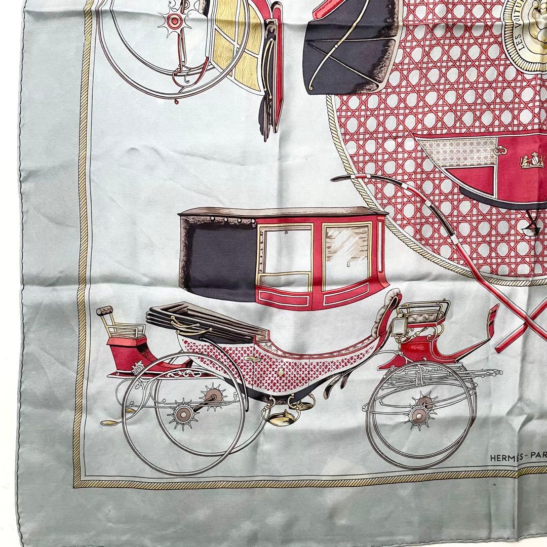 エルメス　カレ90　シルク　86cm スカーフ グレー　M