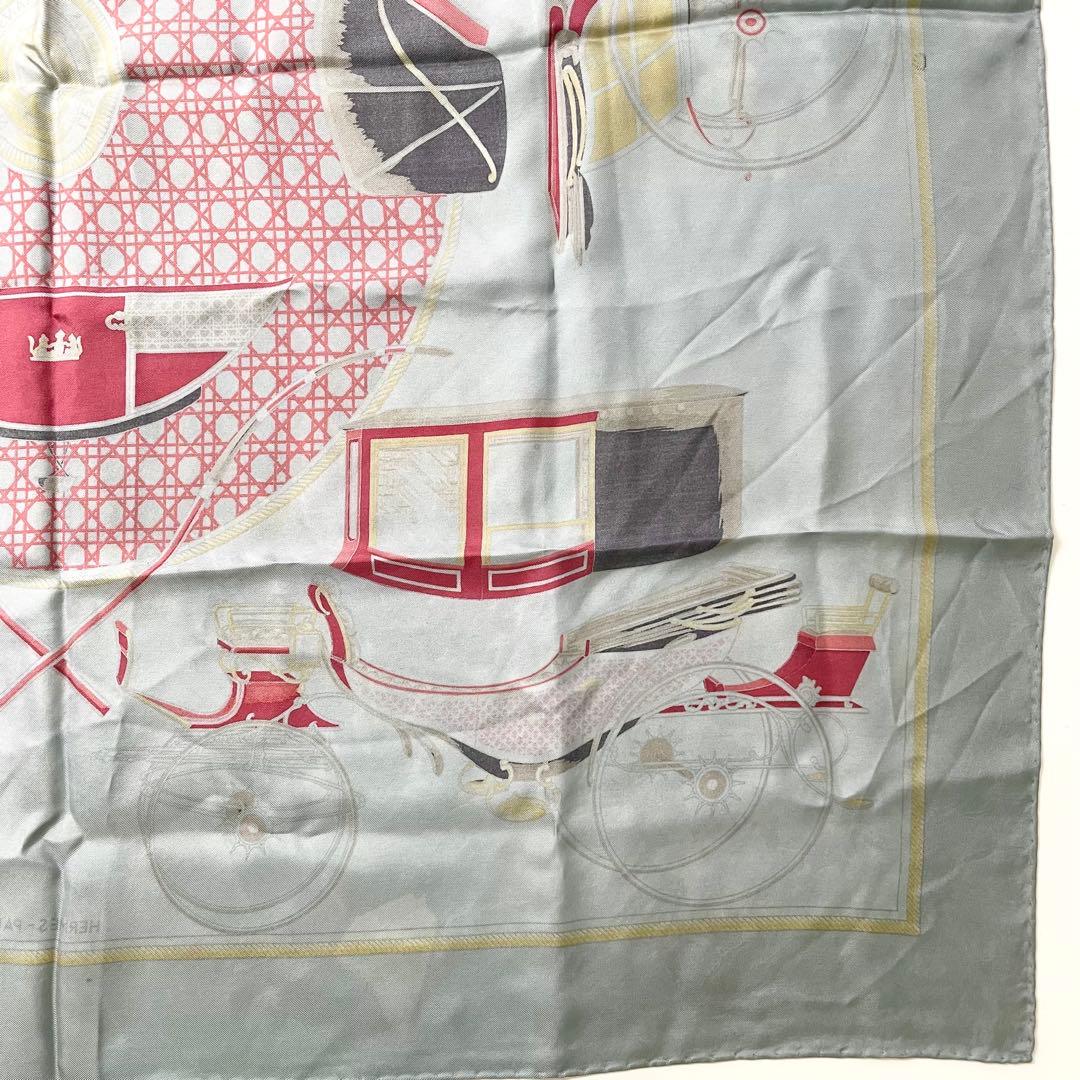 エルメス　カレ90　シルク　86cm スカーフ グレー　M