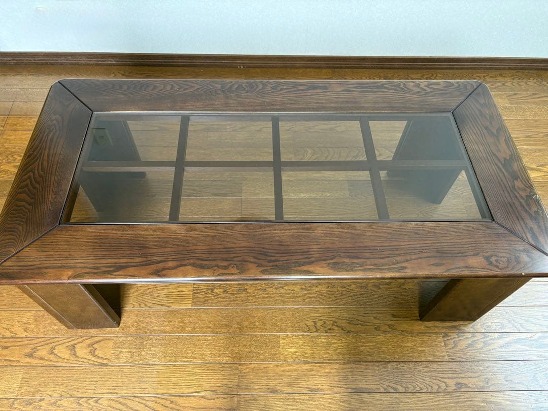 木製ガラス天板座卓 センターテーブル　ローテーブル