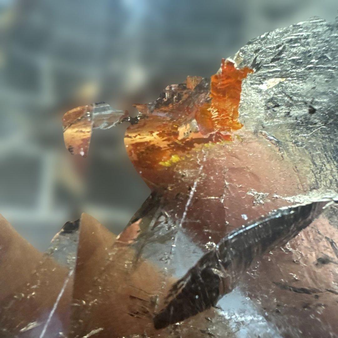 【希少】スモーキークォーツ ルチル×ライモナイト内包 台座付