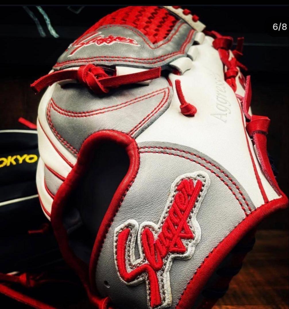 Sygger 特注 軟式グローブ ホワイト/レッド