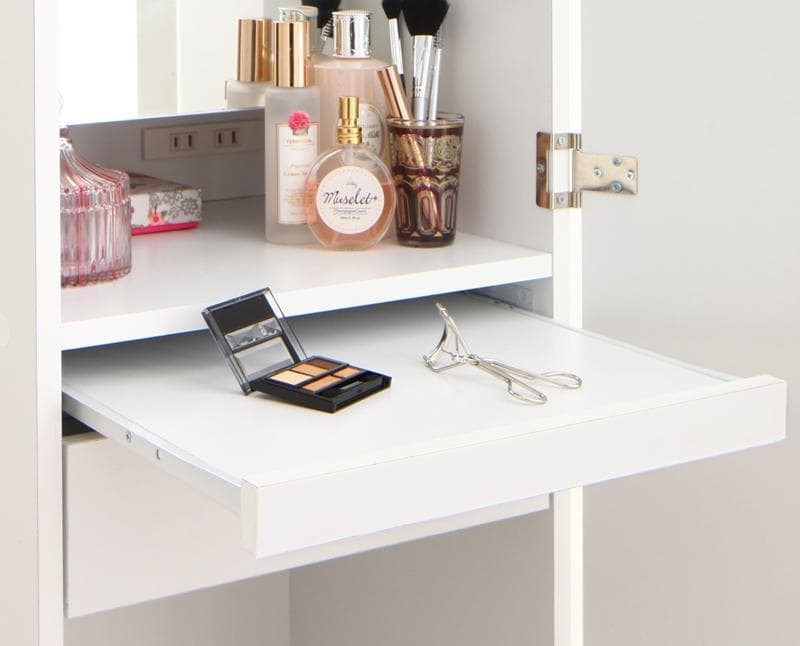 送料込 たっぷり収納 すき間ドレッサー スツール コンセント付 全身ミラーB