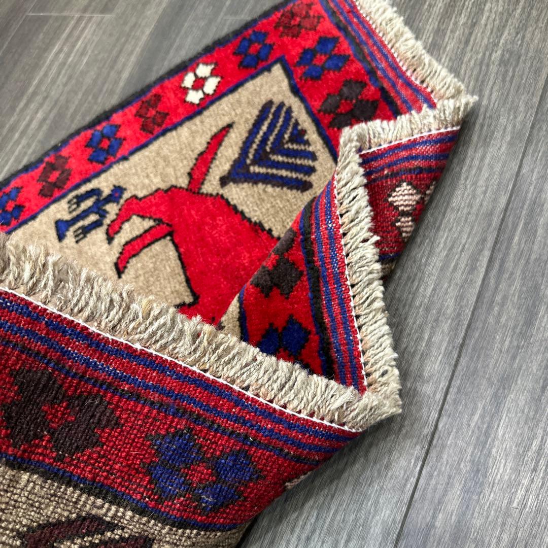 ペルシャ絨毯可愛いアニマルラグ手織り絨毯カシュカイ族 ❣️❣️