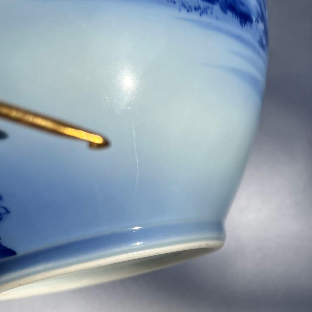 オールド深川　染付山水　花瓶　7号　中古品