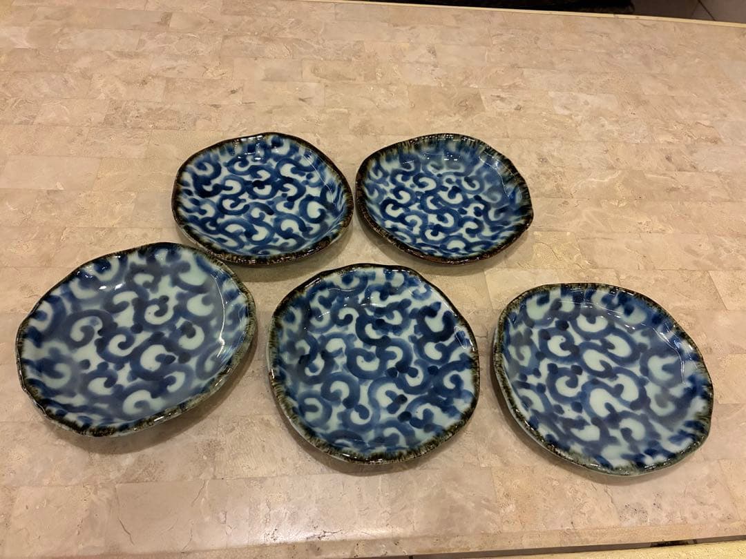 斉山窯　丸皿5枚