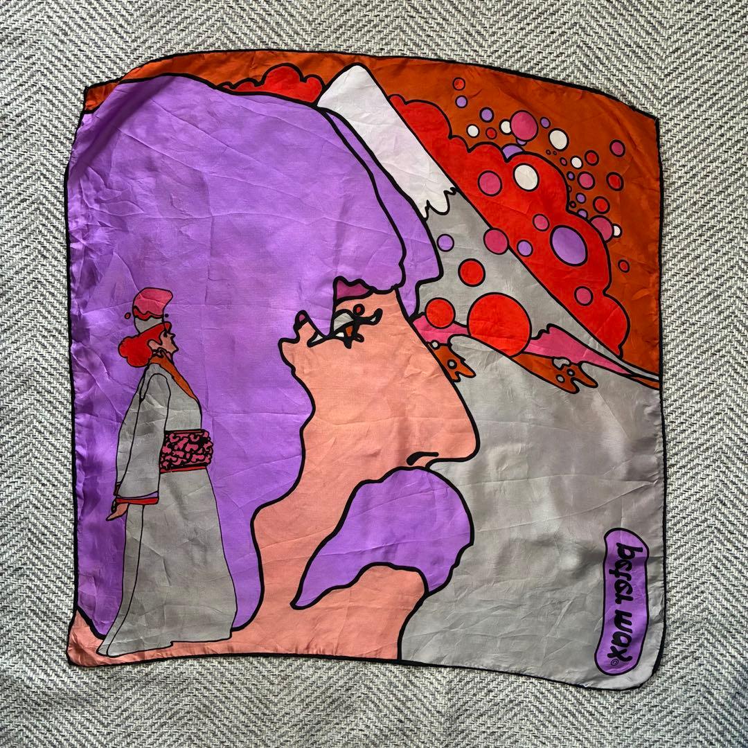 70’s ビンテージ Peter max ピーターマックス シルクスカーフ