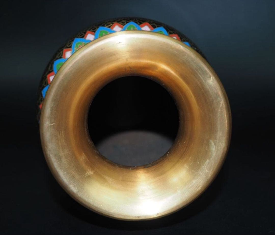 送料無料　中国古玩　景泰藍七宝花瓶　高さ約26ｃｍ