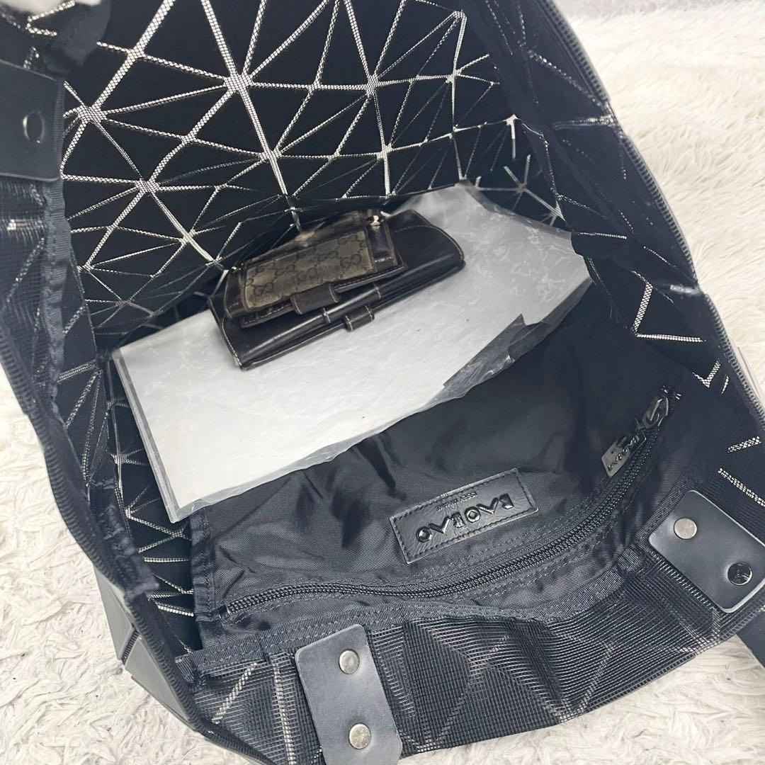 A4可 美品 バオバオイッセイミヤケ レザー トートバッグ ロゴ型押し ブラック