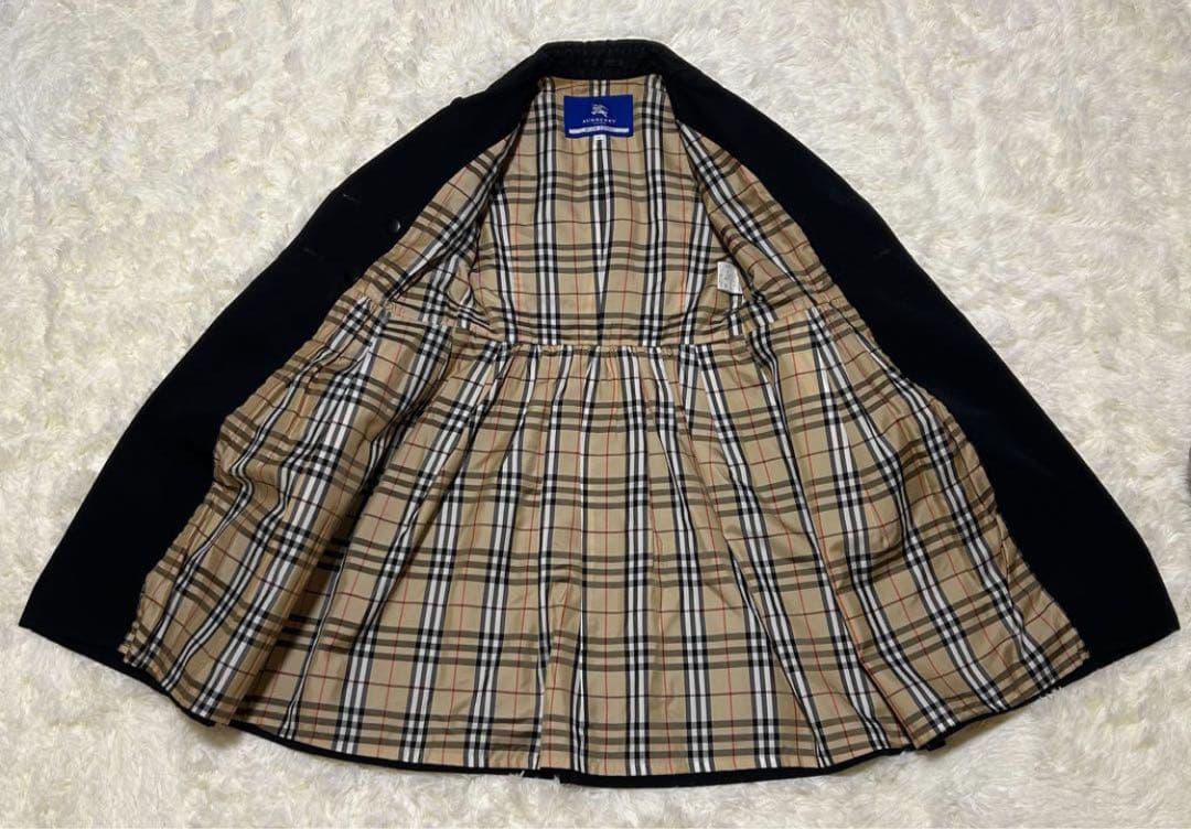 BURBERRY BLUELABELノバチェック Ｗトレンチコート 黒 ベルト付