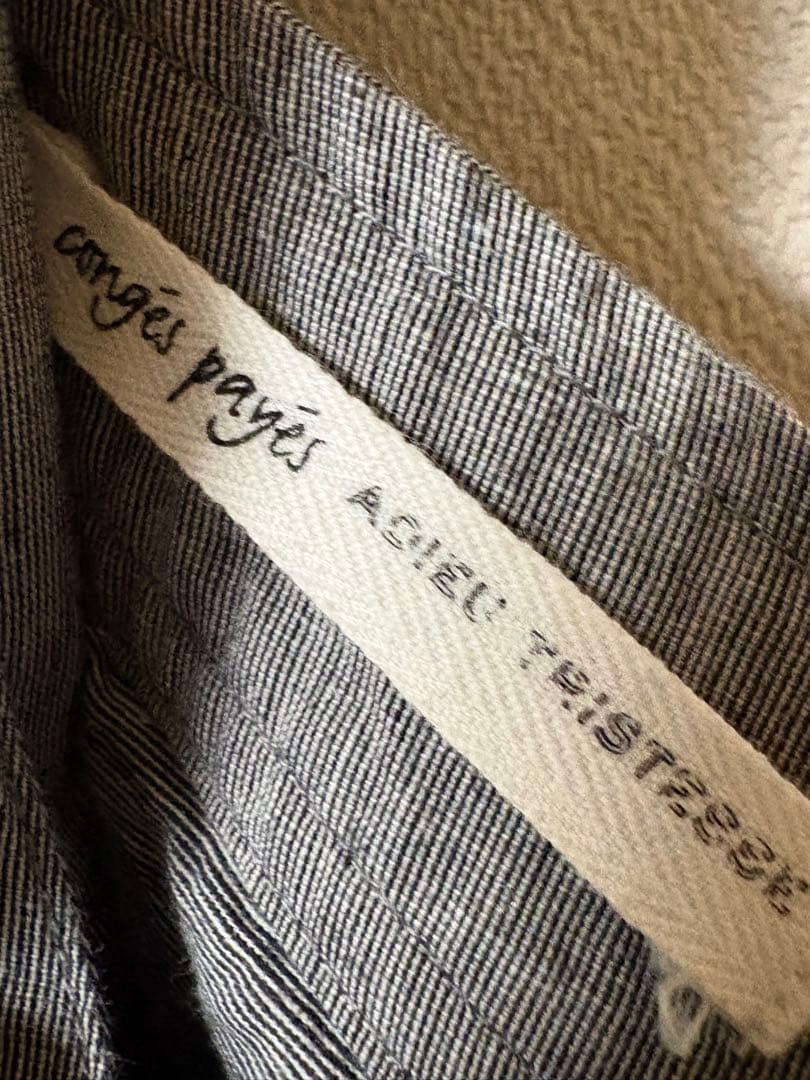 コンジェ ペイエ コットンリネンワッシャーエプロンワンピース