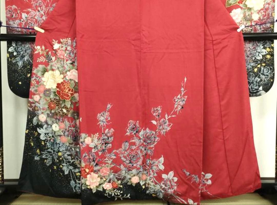 振袖フルセット6点サイズM〜Ｌ正絹宝尽くし袋帯　花篭文　金彩