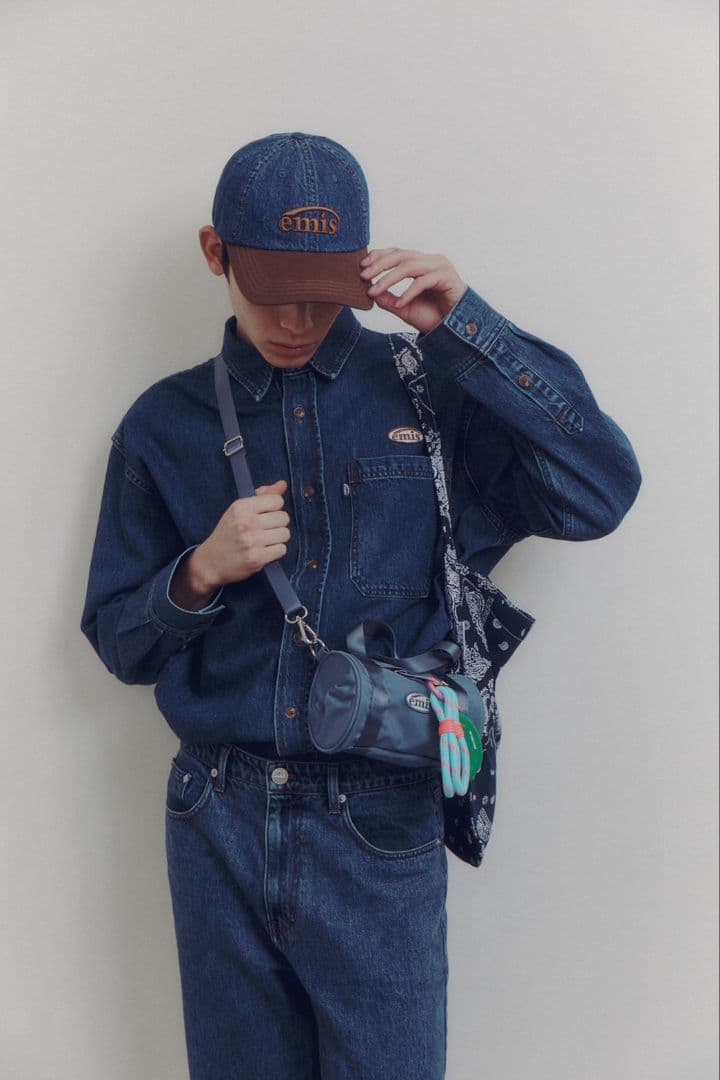 emis キャップ ウォッシュドデニム 韓国限定 エミス