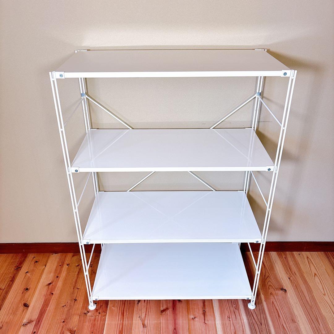 【良品】 無印良品 スチールユニットシェルフ スチール棚セット 中 ワイド 4段