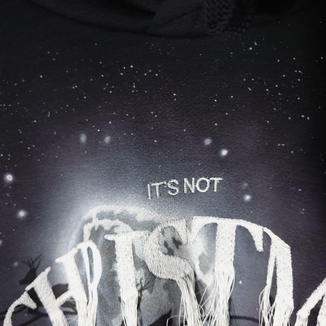 【未使用タグ付】 ダブレット　フリンジ　クリスマス　刺繍ロゴ　パーカー　黒