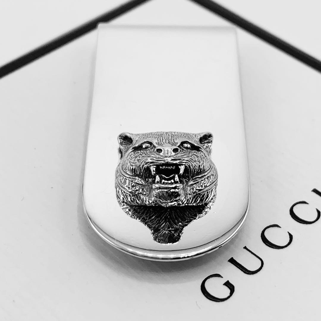 【美品】GUCCI マネークリップ　キャットヘッド タイガー 925