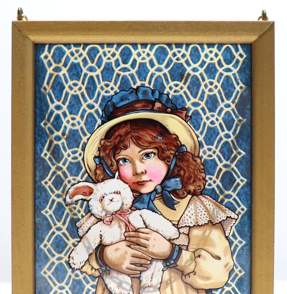 ジャン・ハガラ 少女とうさぎの人形 ヴィンテージ ステンドグラス レスリー