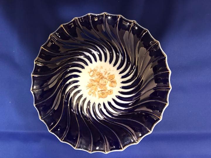 マイセン　アンティーク　プレート　ボタン剣　1級品　金彩バラ　24cm