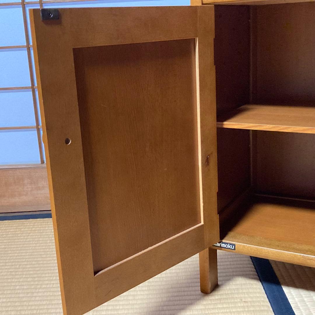 美品　オールドカリモク　ラタン　電話台　FAX台　キャビネット