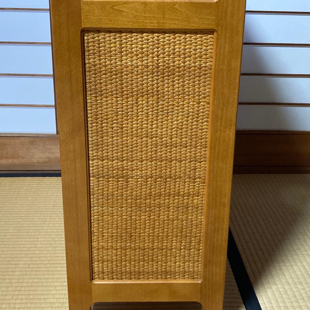 美品　オールドカリモク　ラタン　電話台　FAX台　キャビネット