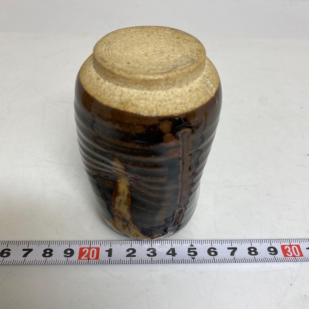 ☆茶3膳所焼 利休瀬戸写茶入 共箱　 高さ約9.5cm 東R8-0213①