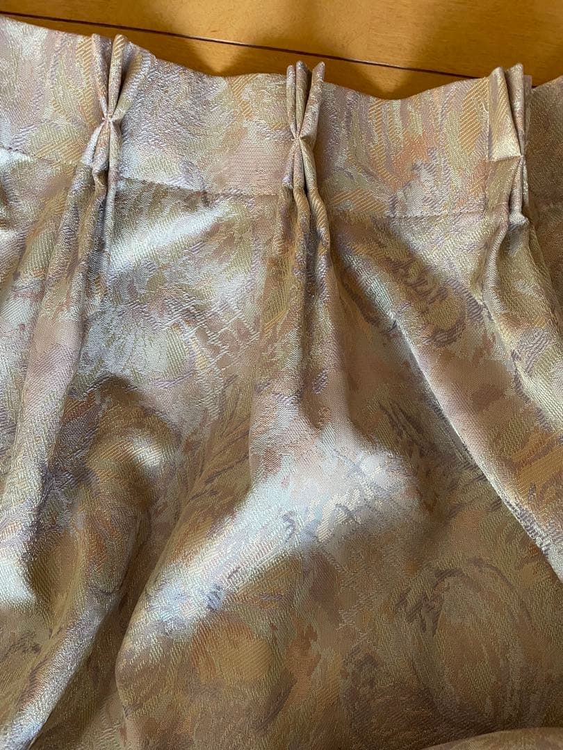 花柄イエロー系ドレープカーテン