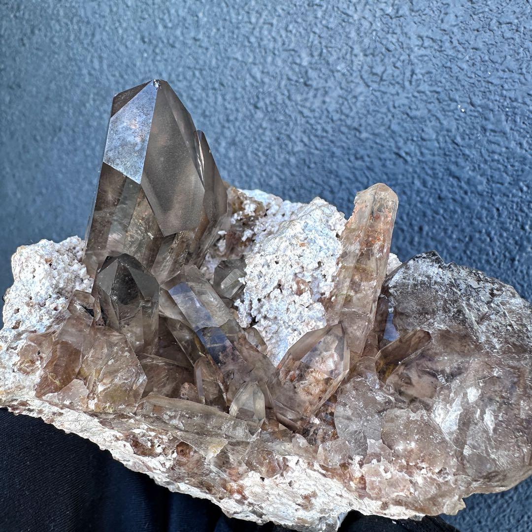 【金運☆魔除】高透明度☆高品質スモーキークォーツクラスター天然石 原石A1450