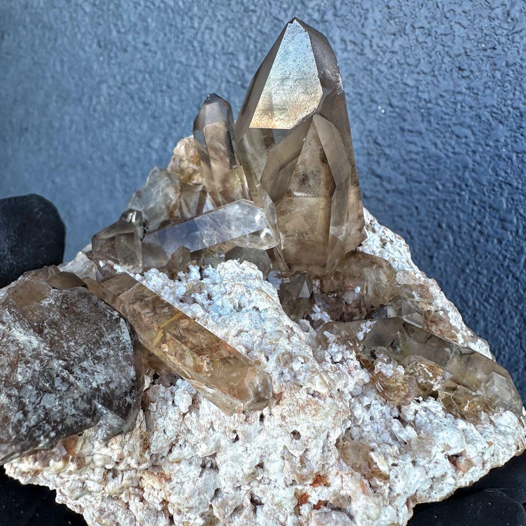 【金運☆魔除】高透明度☆高品質スモーキークォーツクラスター天然石 原石A1450