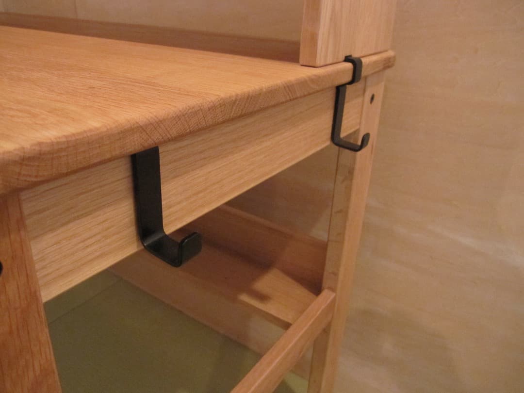 無印良品　オーク無垢材デスク 上棚付き 2引き出し 足元本棚