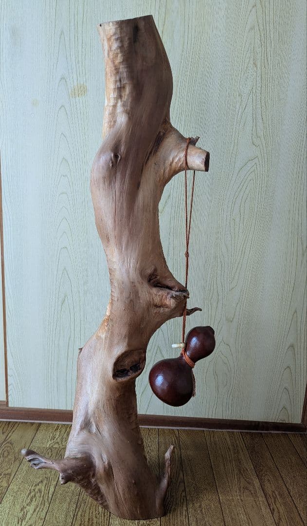 アンティーク 木 オブジェ　流木アート　置物　ひょうたん付