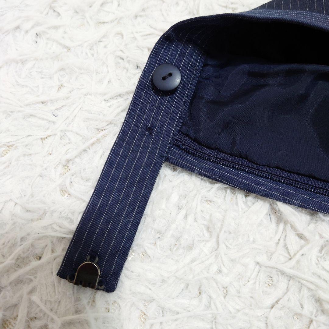 銀座マギー　パンツスーツ　セットアップ　背抜き　ネイビー　ストライプ　40