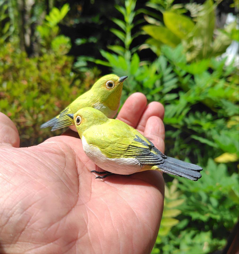 小さなバードカービング メジロ 野鳥 木彫り