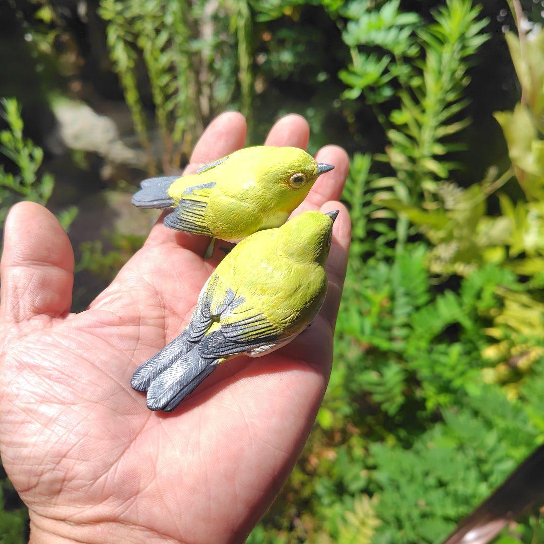 小さなバードカービング メジロ 野鳥 木彫り
