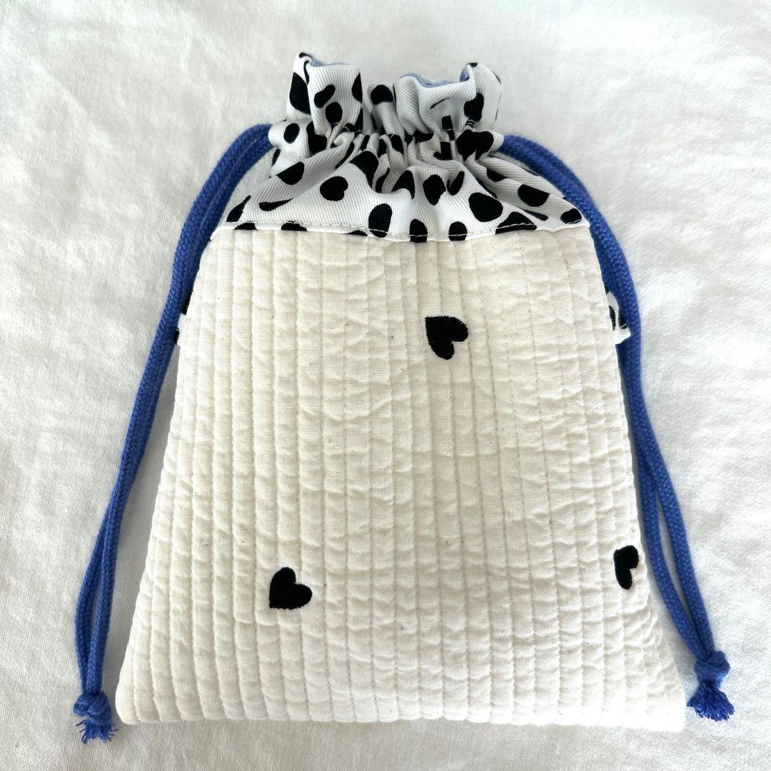 入園入学3点セット　【白地黒ハートヌビ×ダルメシアン】　女の子　レッスンバッグ