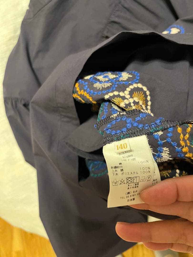 クリーニング済み　ミナペルホネン　blumen ギャザードレス　140