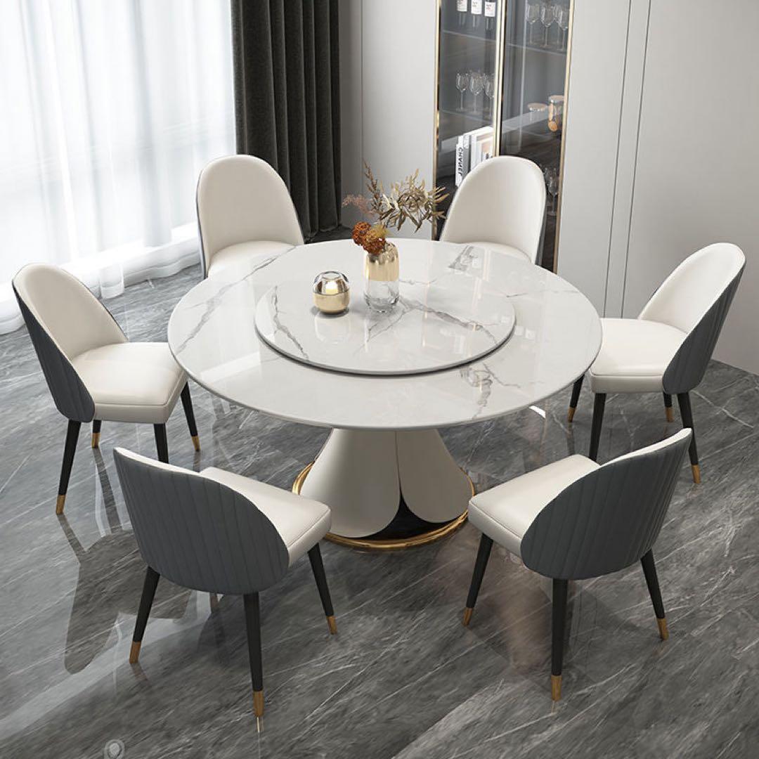 ダイニングセットテーブル 120cm＋チェア4脚&ターンテーブル