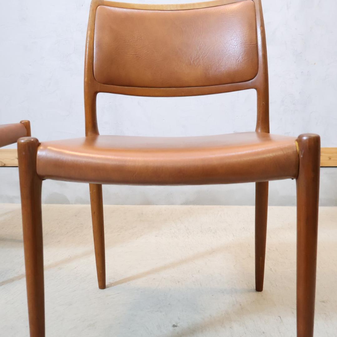 デンマーク J.L.Moller チーク材 No.80 ダイニングチェア 2脚