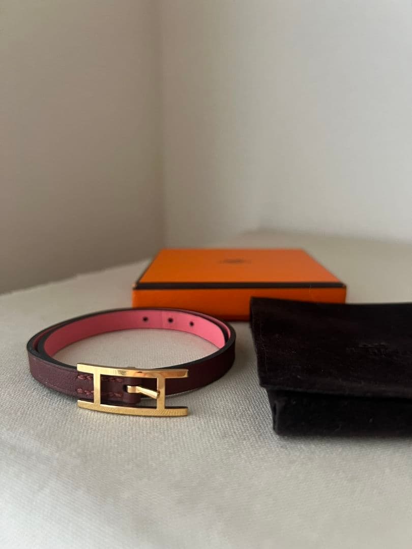 HERMES　エルメス　ビーアピ　ブレスレット　リバーシブル　ピンク　ボルドー